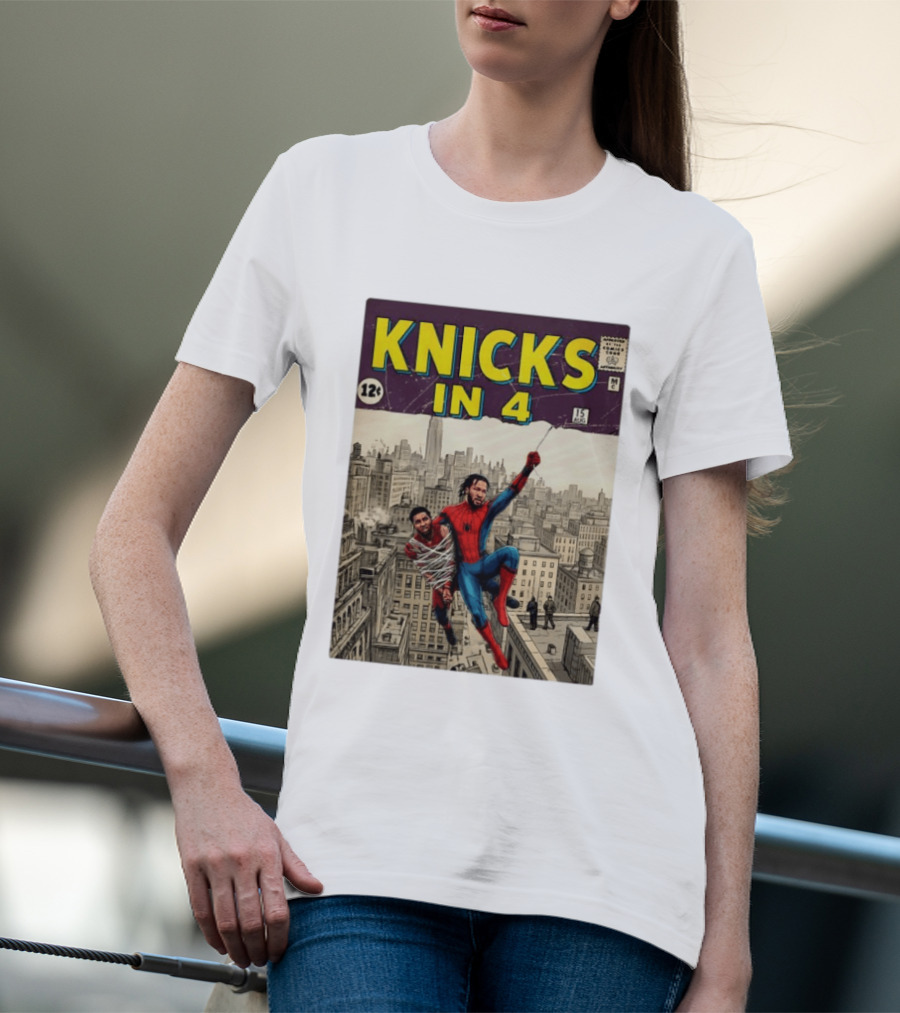 Knicks In 4 Jalen Brunson Vs Donovan Mitchell Comic Crossover New York Cleveland Showdown T-Shirt
