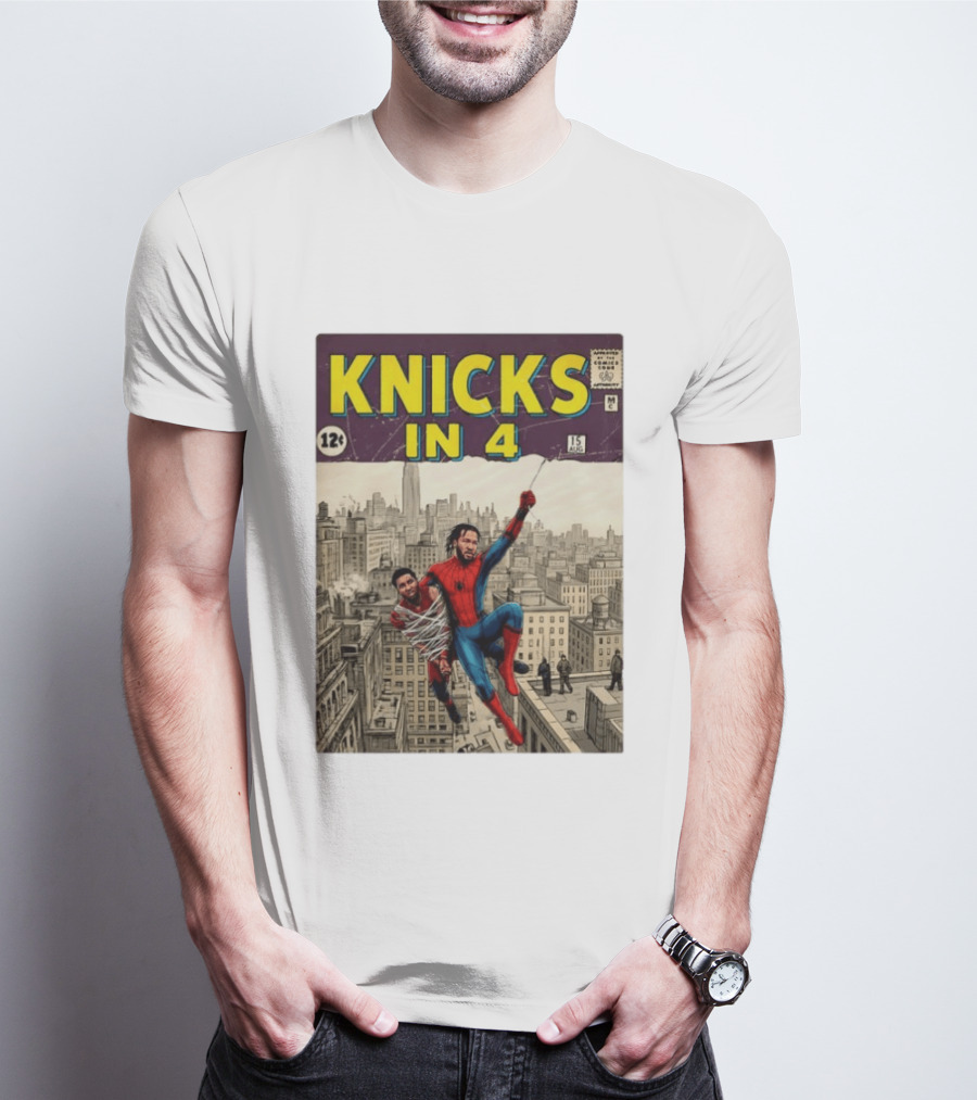 Knicks In 4 Jalen Brunson Vs Donovan Mitchell Comic Crossover New York Cleveland Showdown T-Shirt