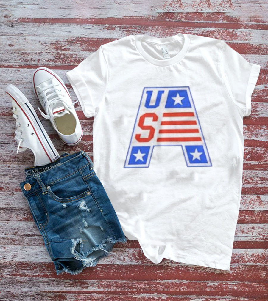 USA Stars Stripes Letter A Patriotic T-Shirt