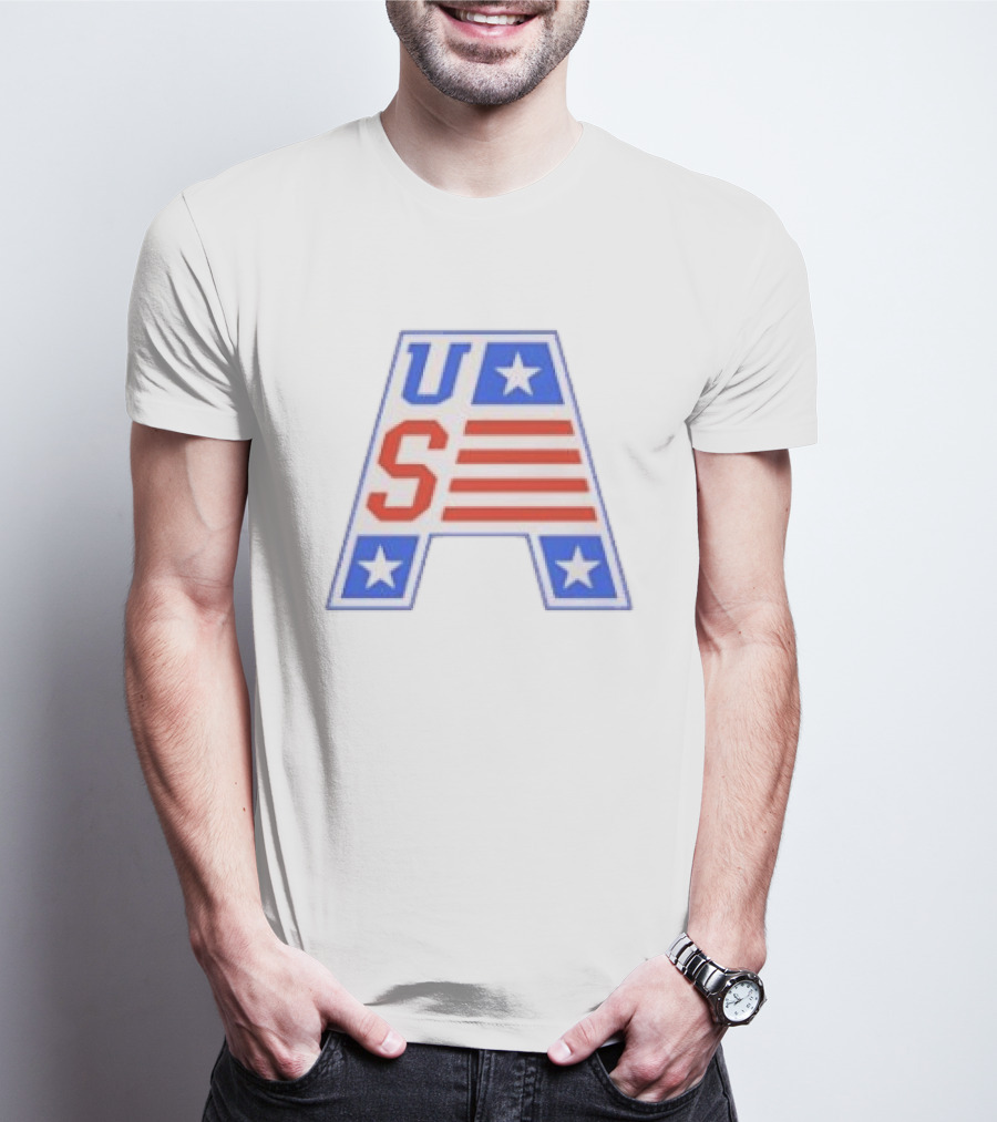 USA Stars Stripes Letter A Patriotic T-Shirt