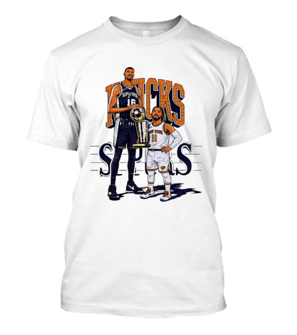Victor Wembanyama Spurs Versus Jalen Brunson Knicks Trophy Size Gap T-Shirt