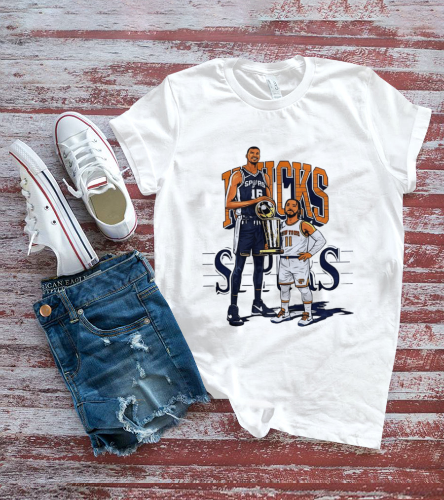 Victor Wembanyama Spurs Versus Jalen Brunson Knicks Trophy Size Gap T-Shirt