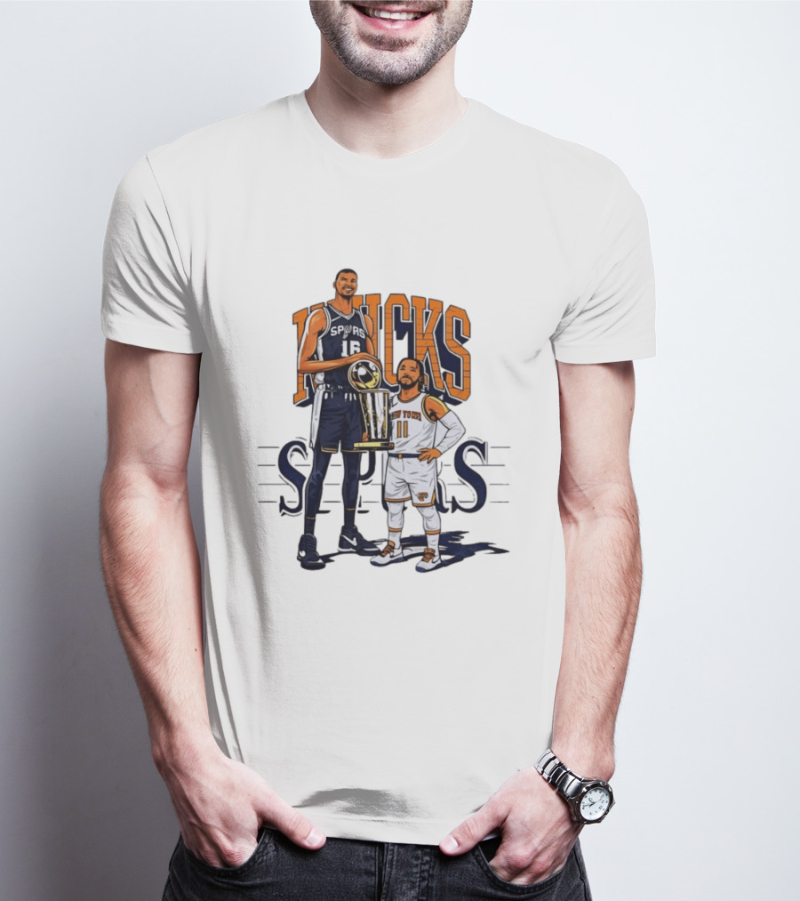 Victor Wembanyama Spurs Versus Jalen Brunson Knicks Trophy Size Gap T-Shirt