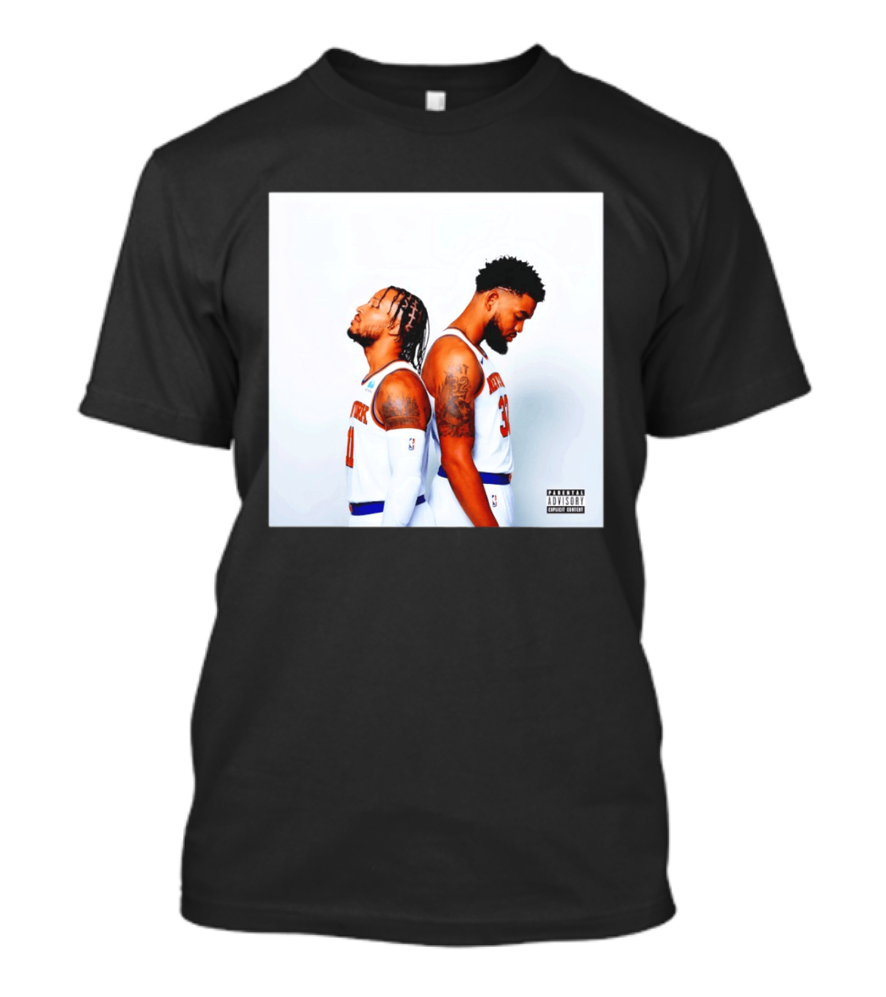 Knicks Basketball Players Brunson Towns Parental Advisory Album Cover T-Shirt
