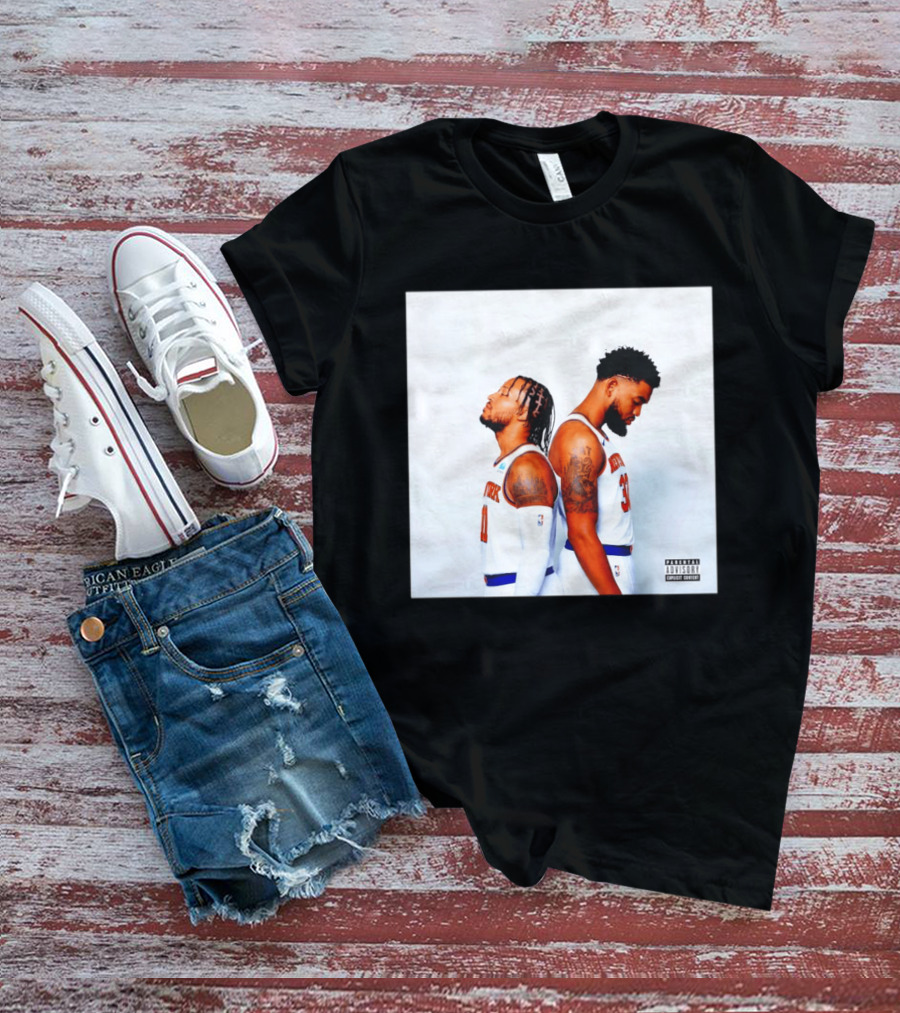 Knicks Basketball Players Brunson Towns Parental Advisory Album Cover T-Shirt