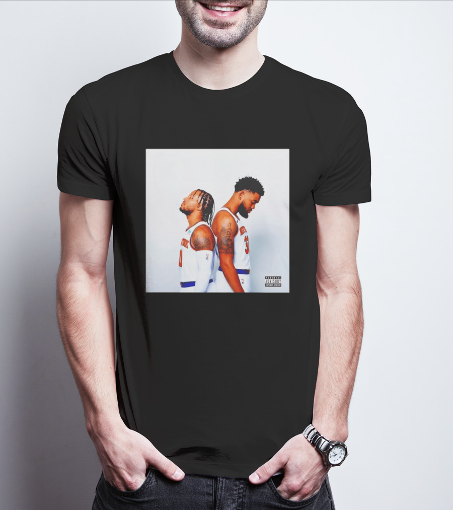 Knicks Basketball Players Brunson Towns Parental Advisory Album Cover T-Shirt