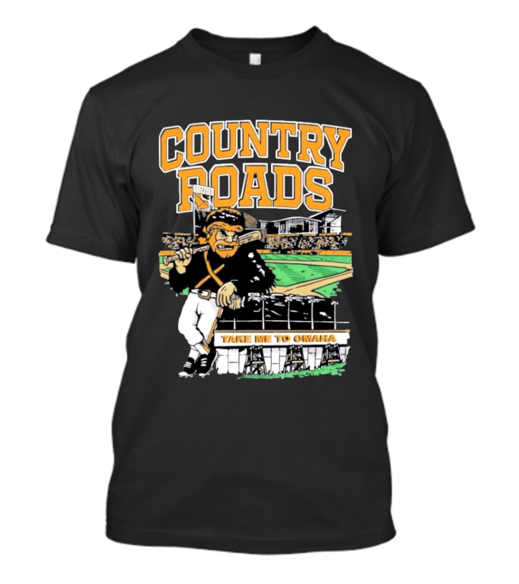 Country Roads Baseball Motif Take Me To Omaha T-Shirt