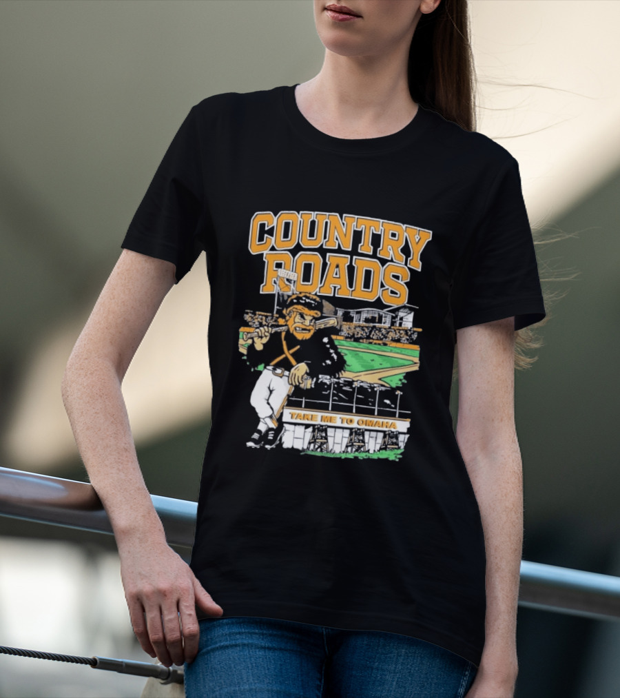 Country Roads Baseball Motif Take Me To Omaha T-Shirt
