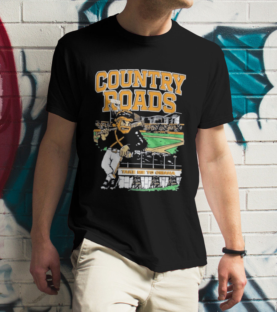 Country Roads Baseball Motif Take Me To Omaha T-Shirt