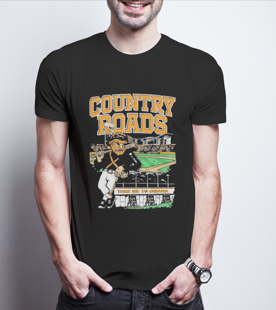 Country Roads Baseball Motif Take Me To Omaha T-Shirt