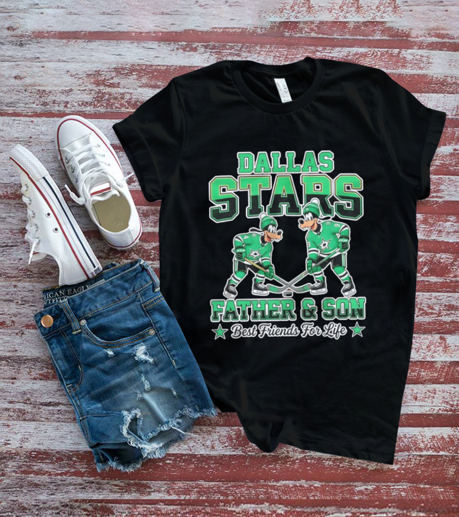 Dallas Stars Goofy Father And Son Best Friends For Life NHL Hockey Duo T-Shirt
