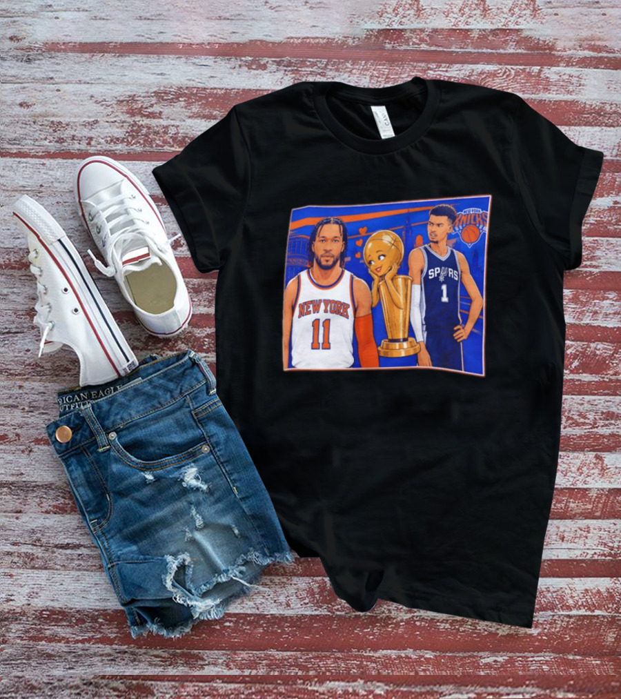 Jalen Brunson New York Knicks Victor Wembanyama San Antonio Spurs Larry O'Brien Trophy T-Shirt