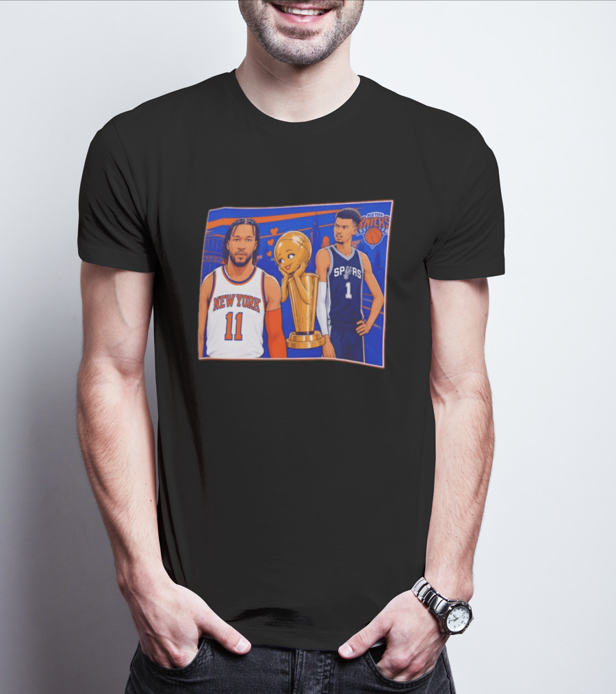Jalen Brunson New York Knicks Victor Wembanyama San Antonio Spurs Larry O'Brien Trophy T-Shirt
