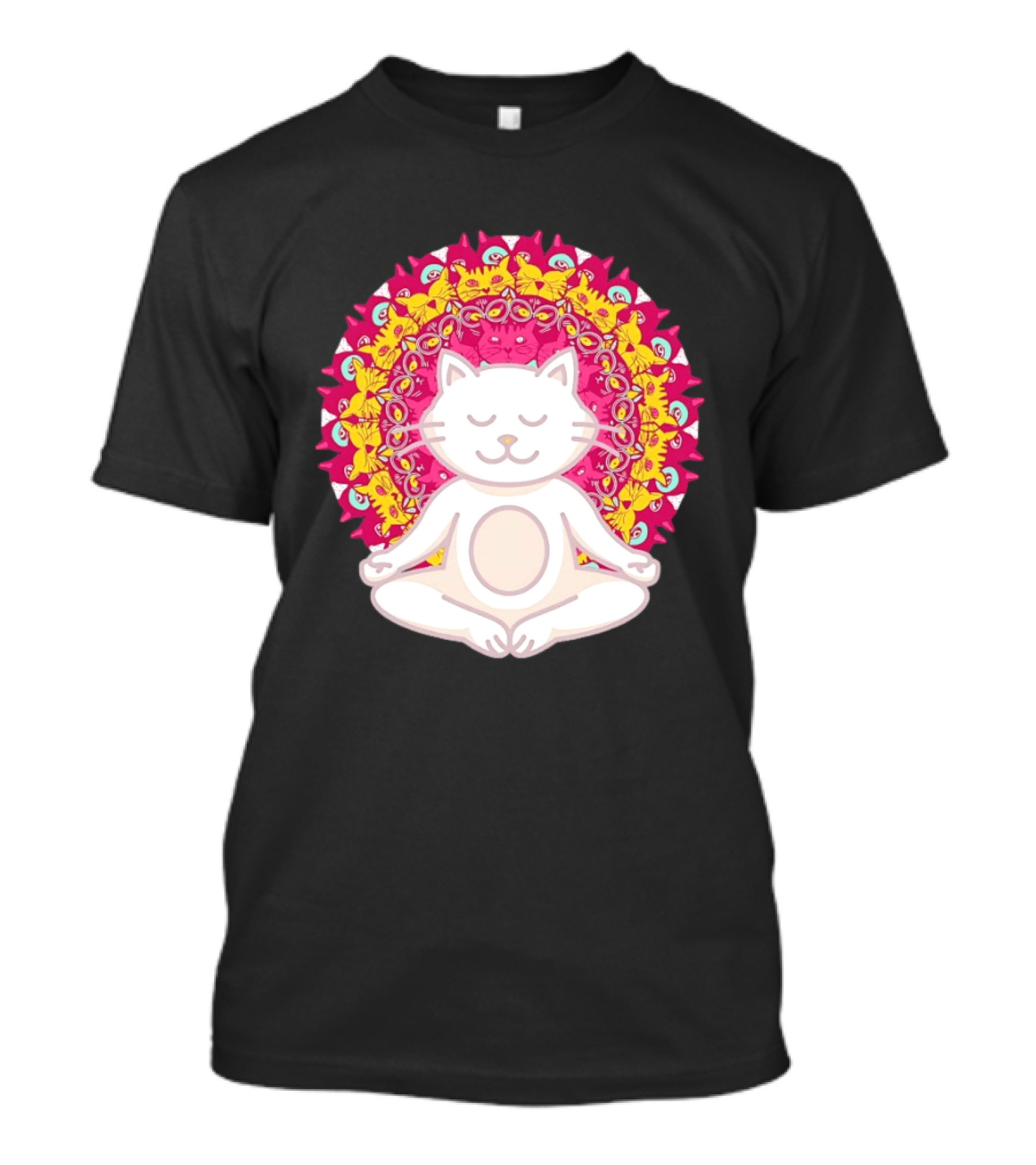 Meditation Zen Cat Mandala Yoga Peace Namaste Mindfulness Spiritual Pet Lover Feline Serenity T-Shirt