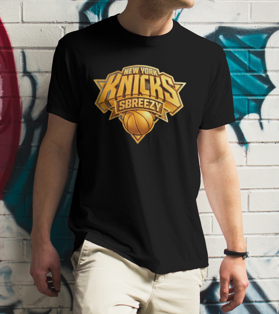 New York Knicks Sbreezy Golden Basketball T-Shirt