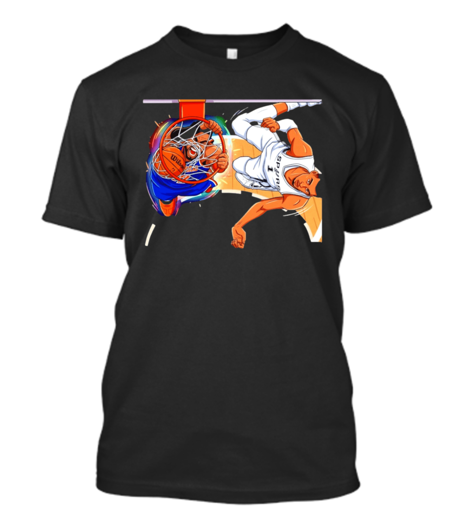 New York Knicks Vs San Antonio Spurs Comic Dunk Battle T-Shirt