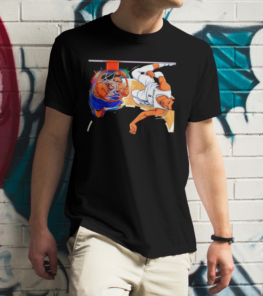 New York Knicks Vs San Antonio Spurs Comic Dunk Battle T-Shirt
