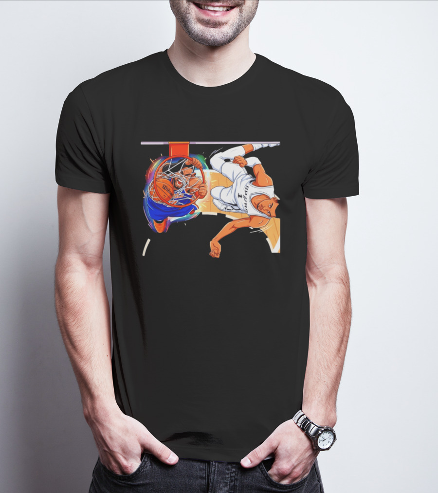 New York Knicks Vs San Antonio Spurs Comic Dunk Battle T-Shirt