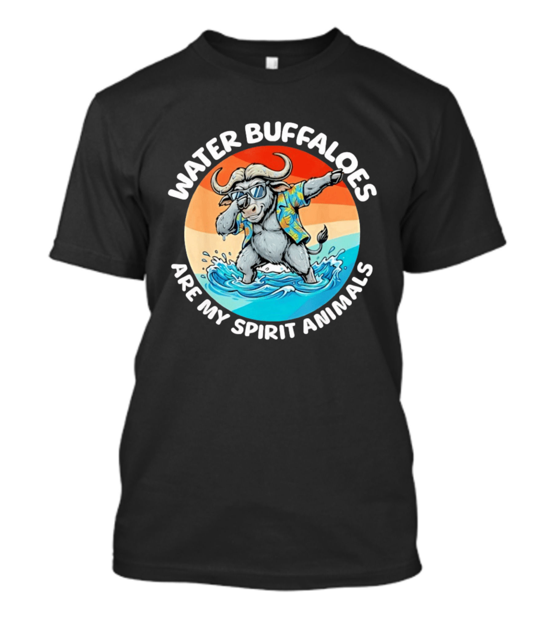 Water Buffaloes Are My Spirit Animals Dabbing Tropical Sunset T-Shirt