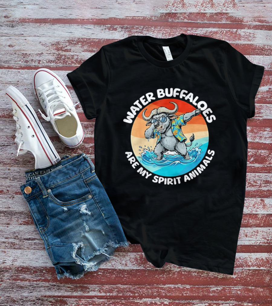 Water Buffaloes Are My Spirit Animals Dabbing Tropical Sunset T-Shirt