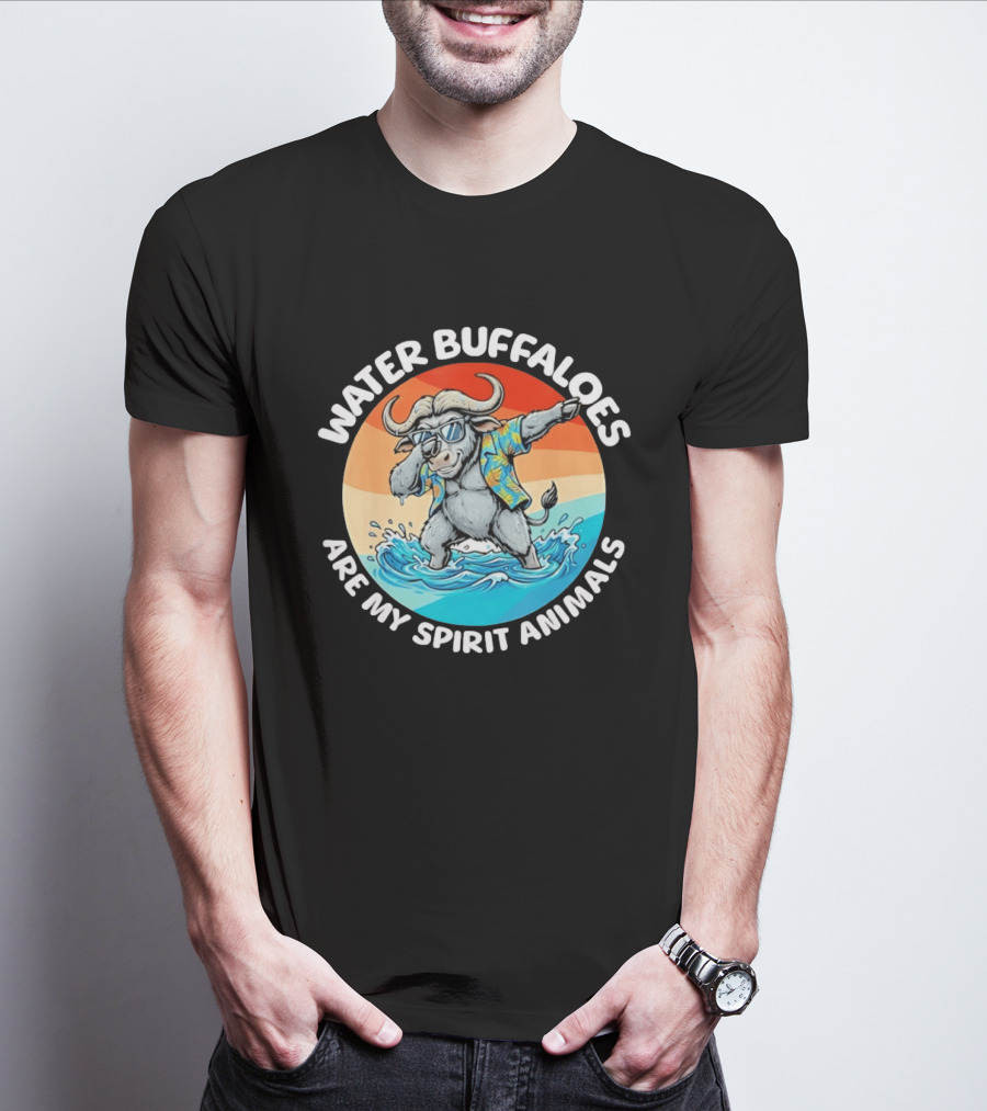 Water Buffaloes Are My Spirit Animals Dabbing Tropical Sunset T-Shirt