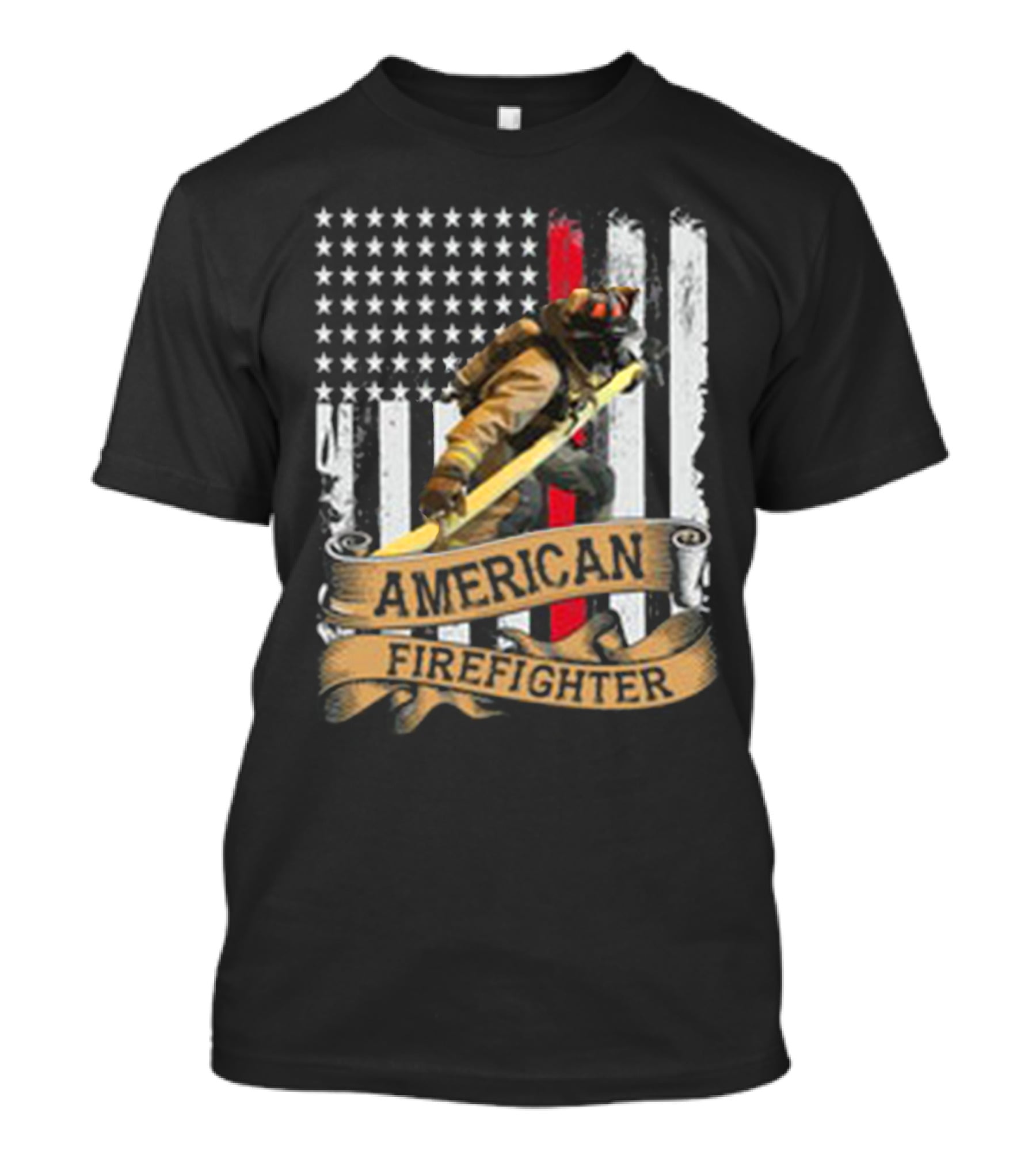 American Firefighter With Thin Red Line Flag T-Shirt