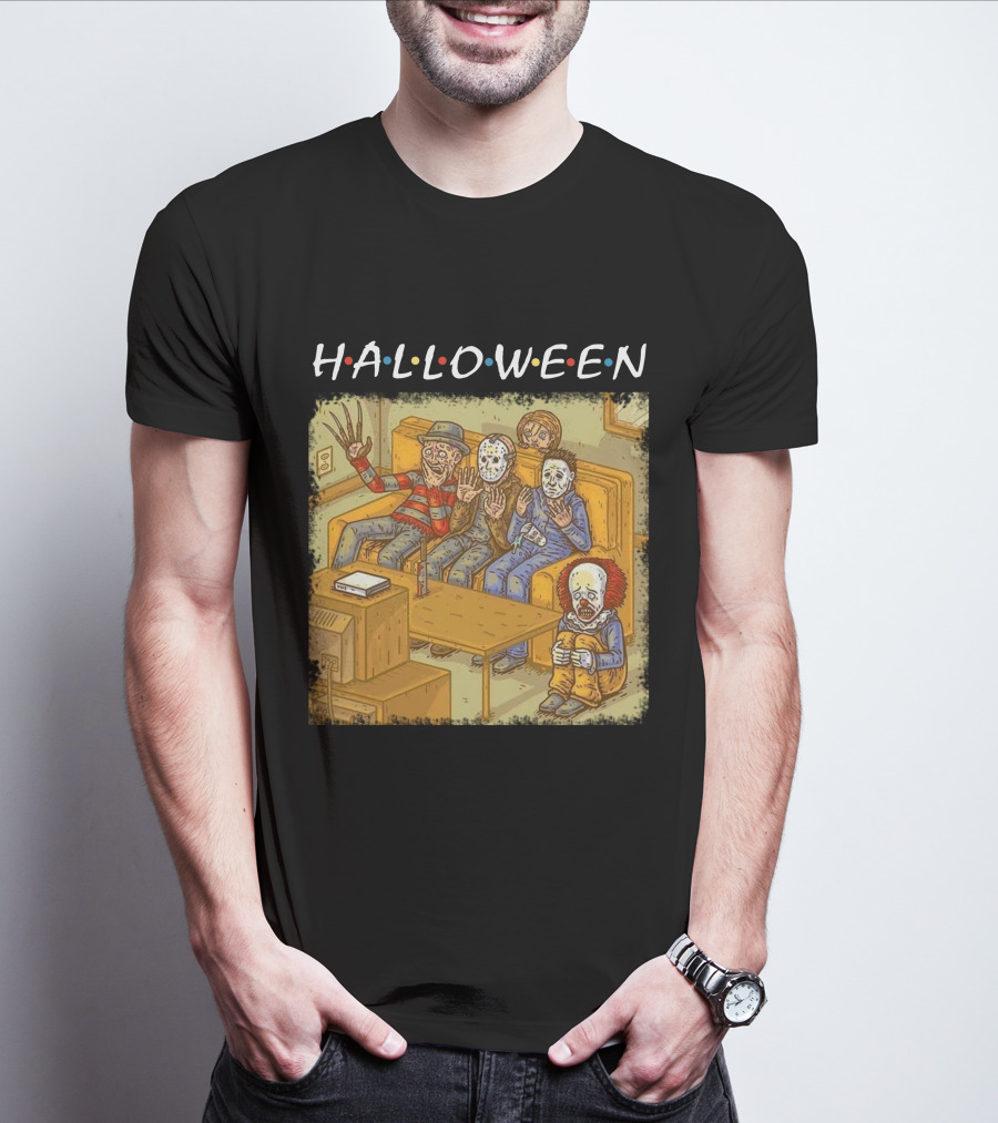 Halloween Horror Icons Relax On Couch T-Shirt