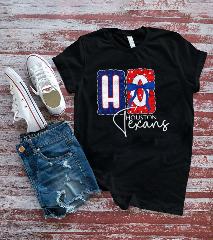 Houston Texans Football HOU Blue Red Bow T-Shirt