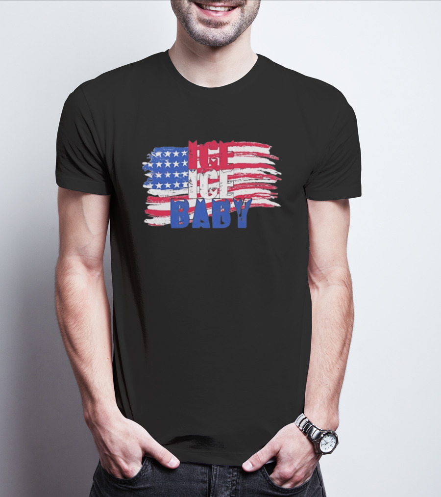 Ice Ice Baby American Flag USA Stars And Stripes T-Shirt