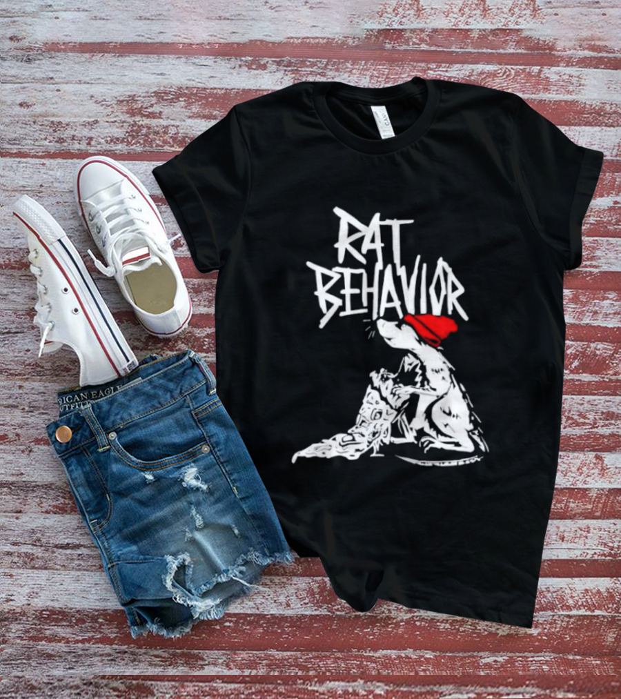 Rat Behavior Graphic With Red Hat And White Rat T-Shirt