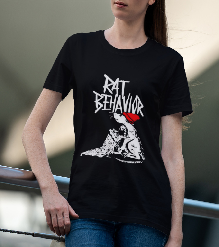 Rat Behavior Graphic With Red Hat And White Rat T-Shirt