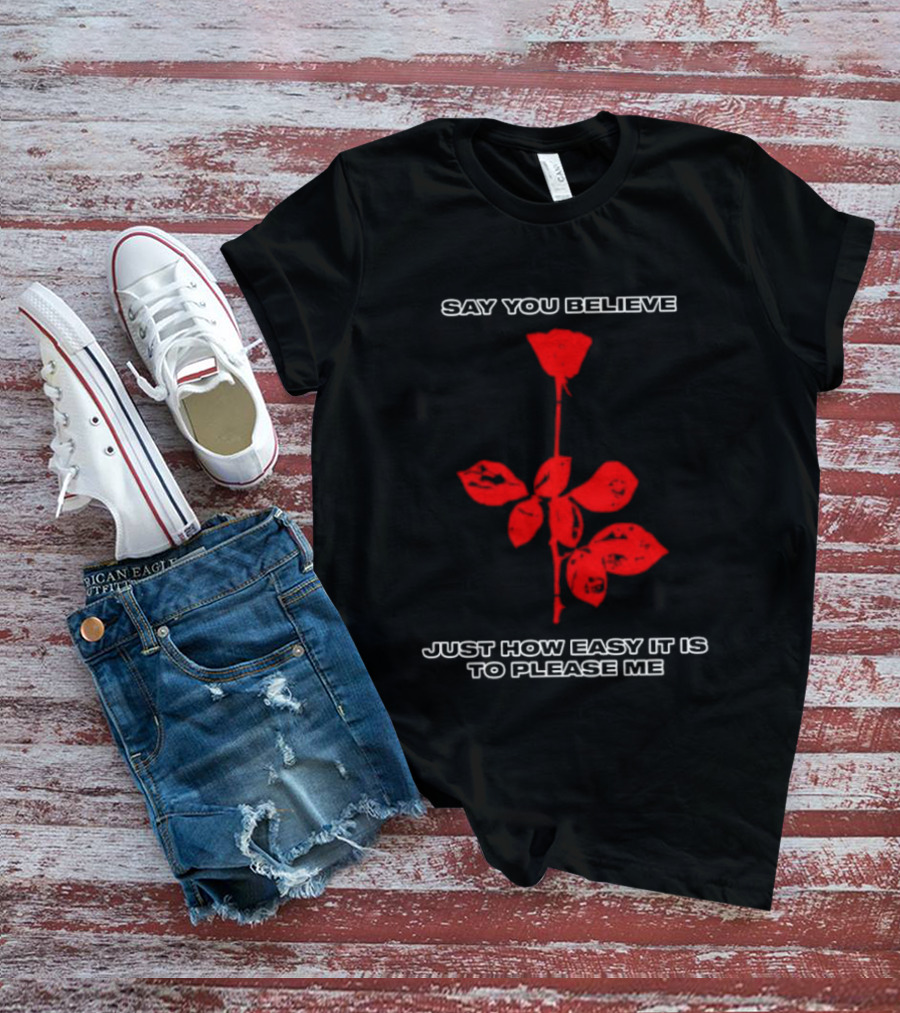 Say You Believe Just How Easy It Is To Please Me Red Rose T-Shirt