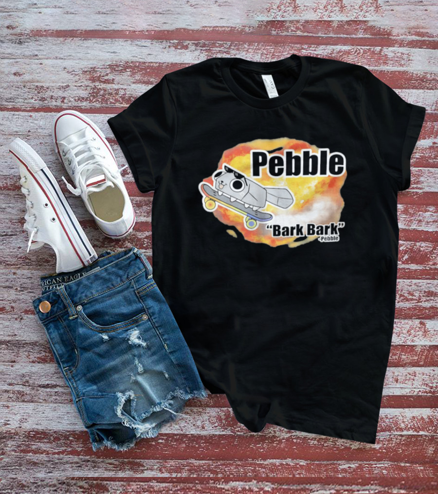 Pebble Bark Bark Skateboarding Cartoon Explosion T-Shirt