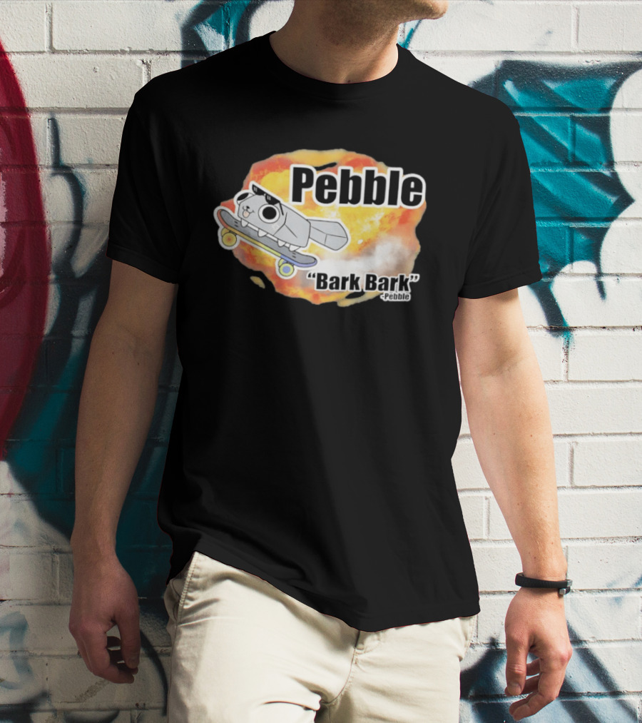Pebble Bark Bark Skateboarding Cartoon Explosion T-Shirt