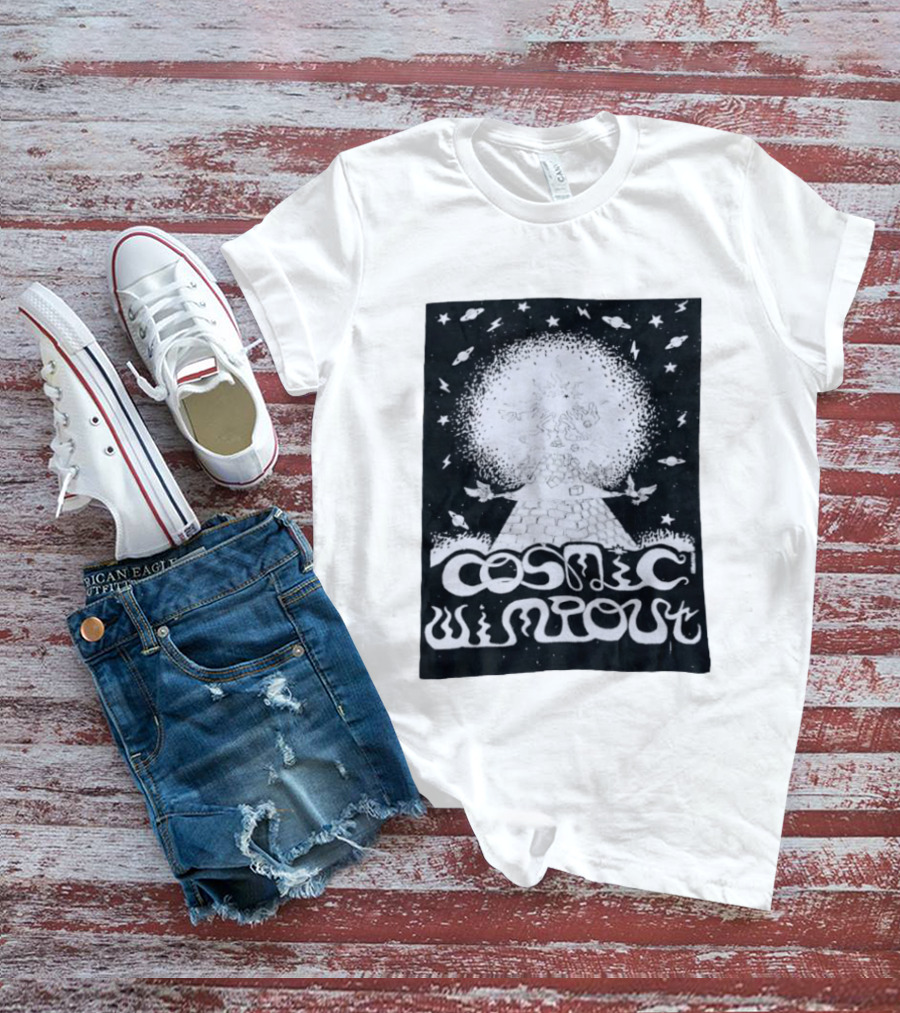 Cosmic Wimpout Psychedelic Pyramid Dice Explosion With UFOs And Stars T-Shirt