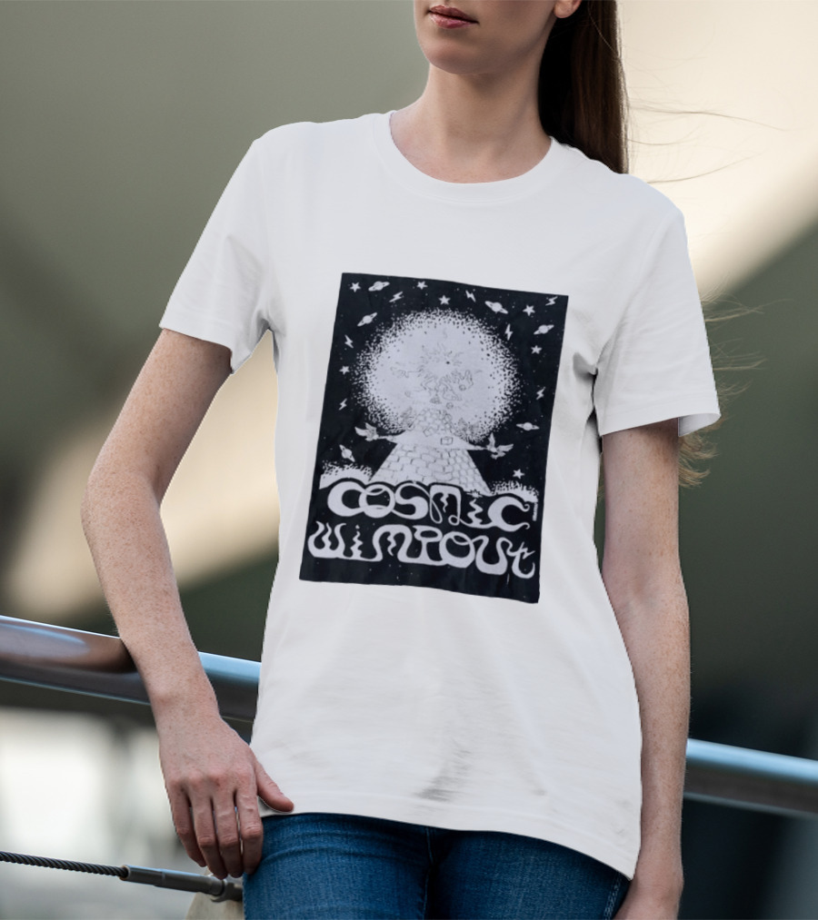 Cosmic Wimpout Psychedelic Pyramid Dice Explosion With UFOs And Stars T-Shirt