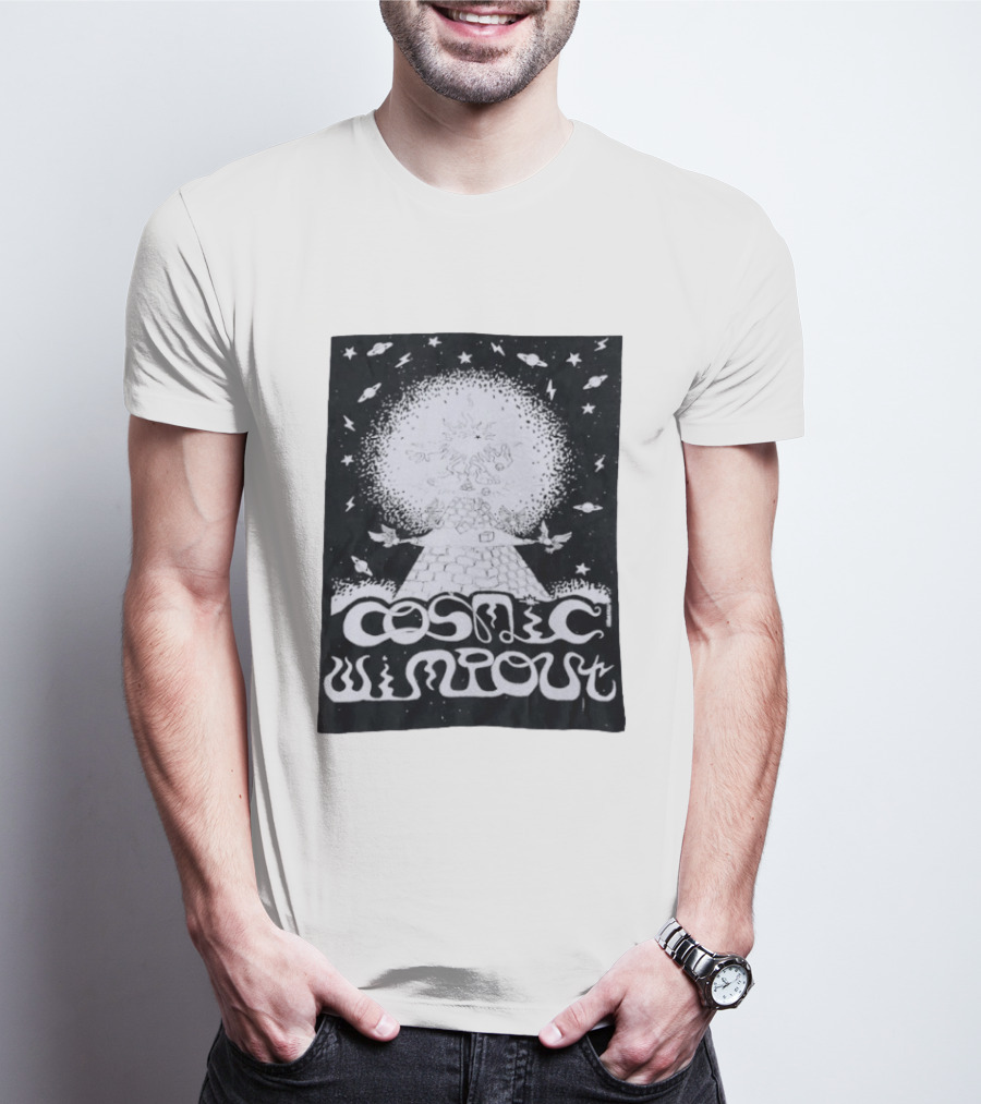 Cosmic Wimpout Psychedelic Pyramid Dice Explosion With UFOs And Stars T-Shirt