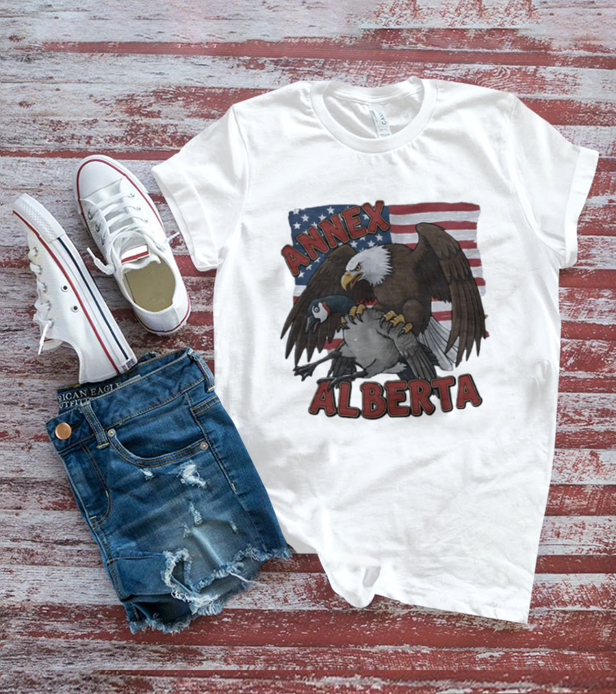 Annex Alberta Eagle Holding Goose American Flag T-Shirt