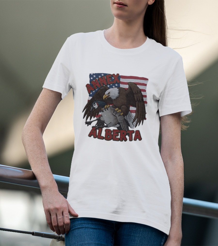 Annex Alberta Eagle Holding Goose American Flag T-Shirt