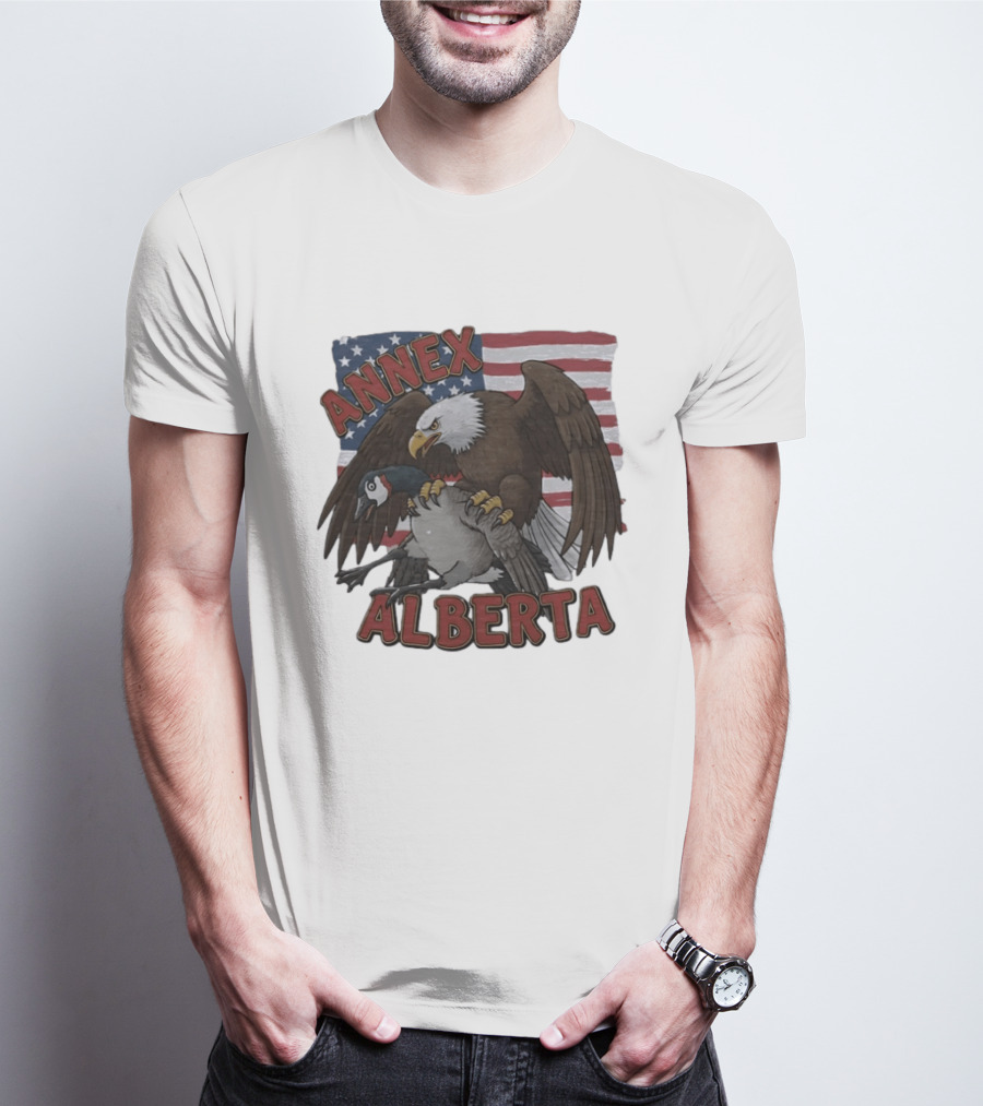 Annex Alberta Eagle Holding Goose American Flag T-Shirt