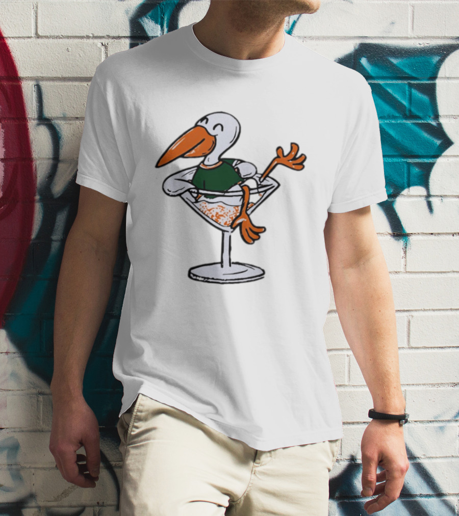 Miami Hurricanes Ibis Mascot In Cocktail Glass T-Shirt