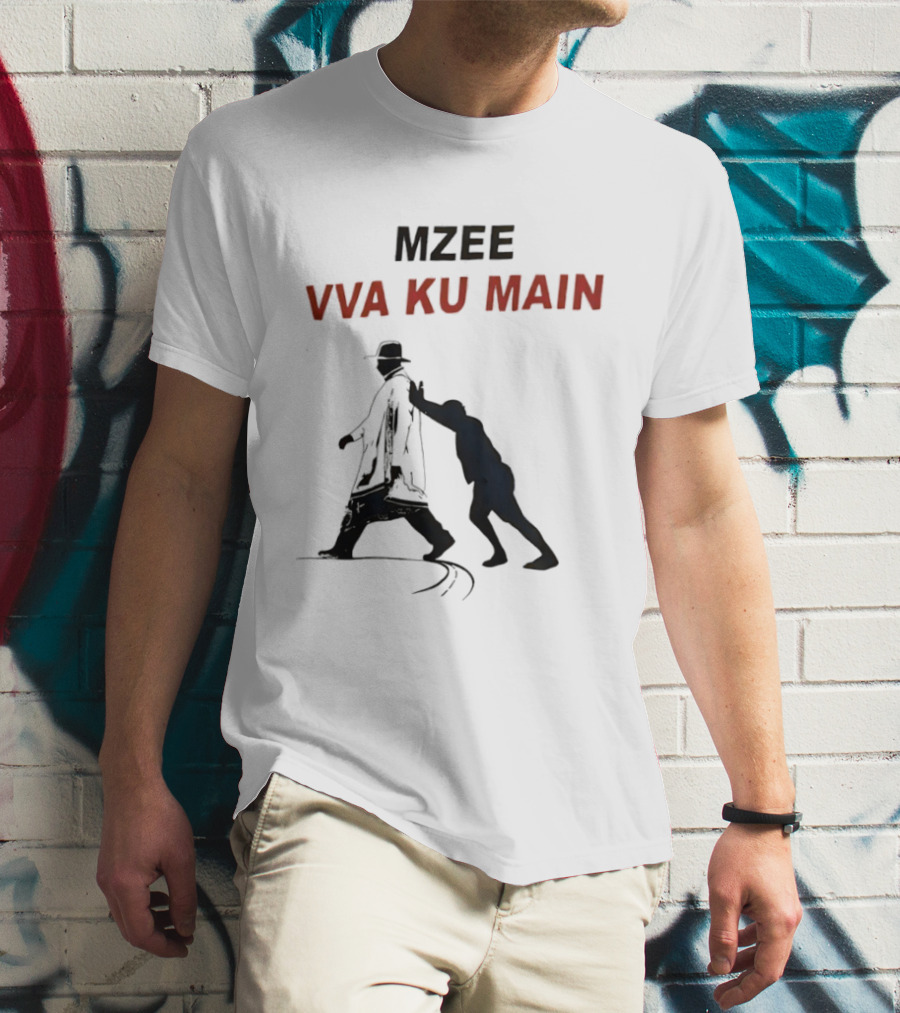 Mzee Vva Ku Main Silhouette With Walking Stick And Child T-Shirt