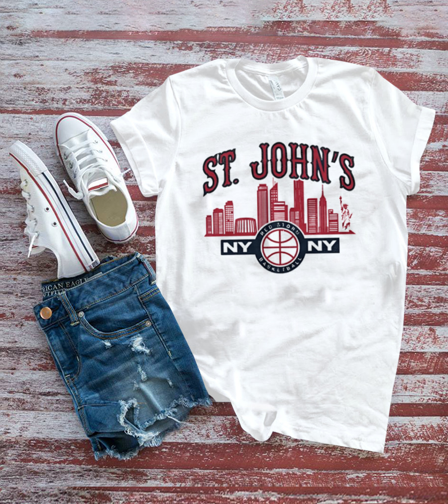 St John's Red Storm Basketball Skyline NY NY T-Shirt