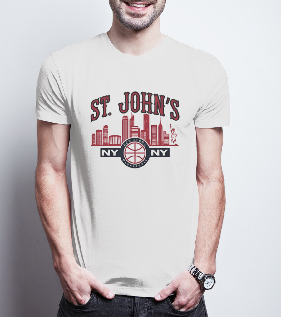 St John's Red Storm Basketball Skyline NY NY T-Shirt