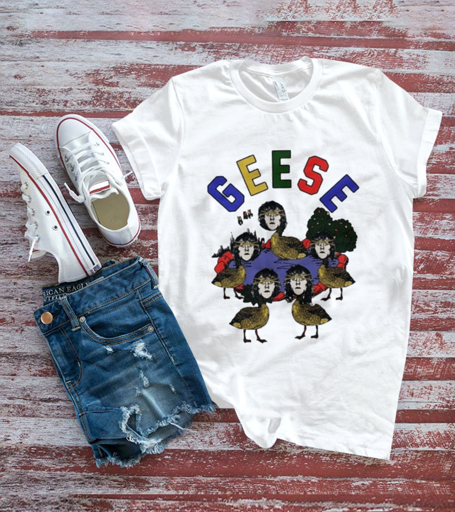 Geese Faces In Pond With Colorful Letters T-Shirt