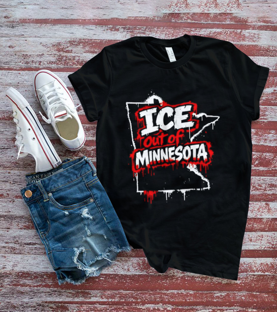 ICE Out Of Minnesota Bloody Map T-Shirt