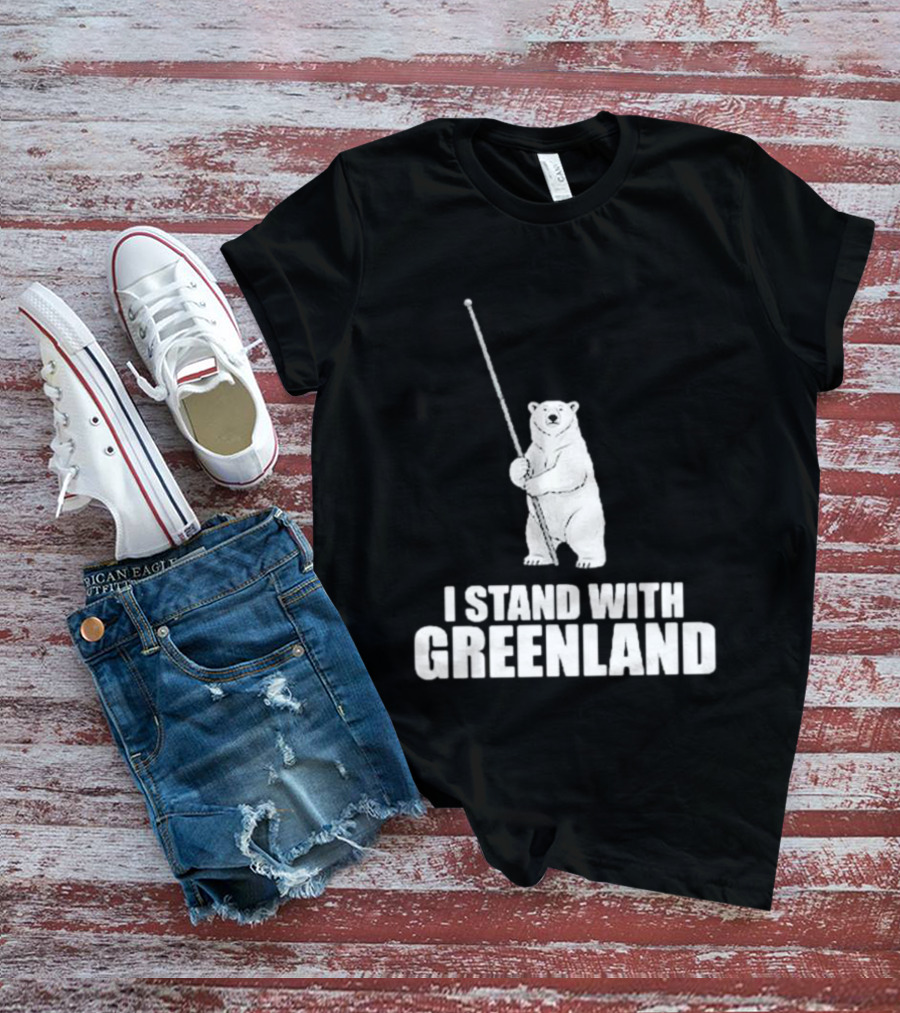 I Stand With Greenland Polar Bear Holding Staff T-Shirt