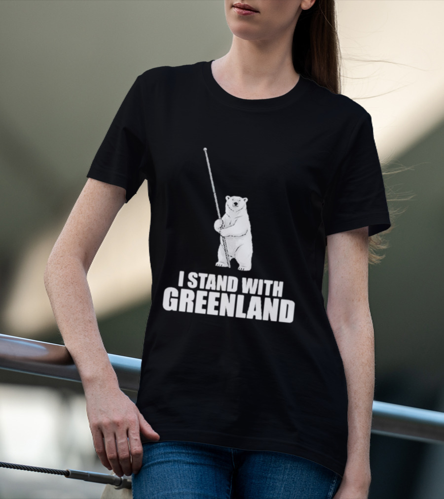 I Stand With Greenland Polar Bear Holding Staff T-Shirt