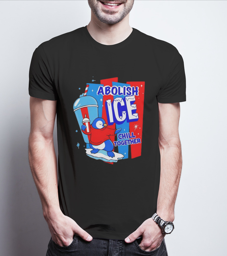 Abolish ICE Penguin Ice Skating Chill Together T-Shirt