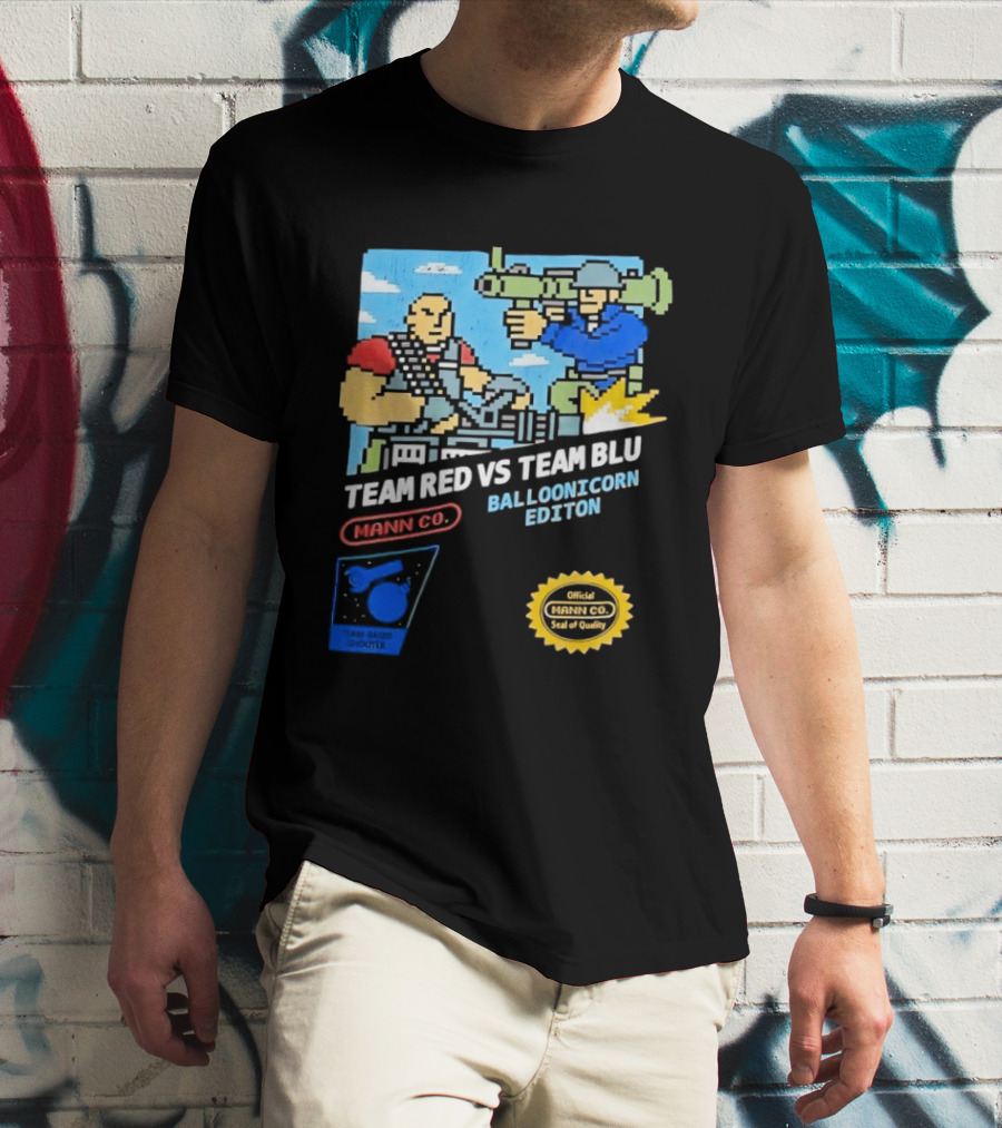 Team Red Vs Team Blu Balloonicorn Edition Mann Co. T-Shirt